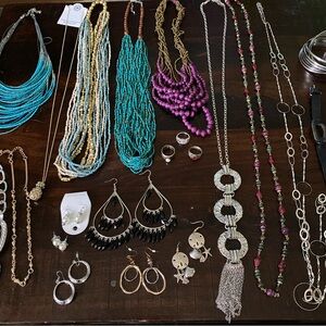 Jewelry Bundle of 10 necklaces, 8 earrings, 2 rings, 5 bracelets